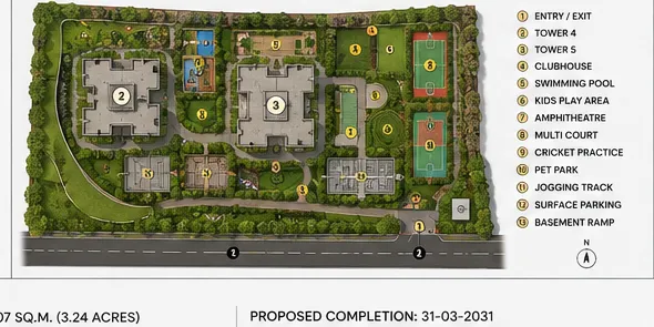 Conceptual master plan of Habulus Oasis Grove showing Tower 4 and Tower 5 layout, Jigani